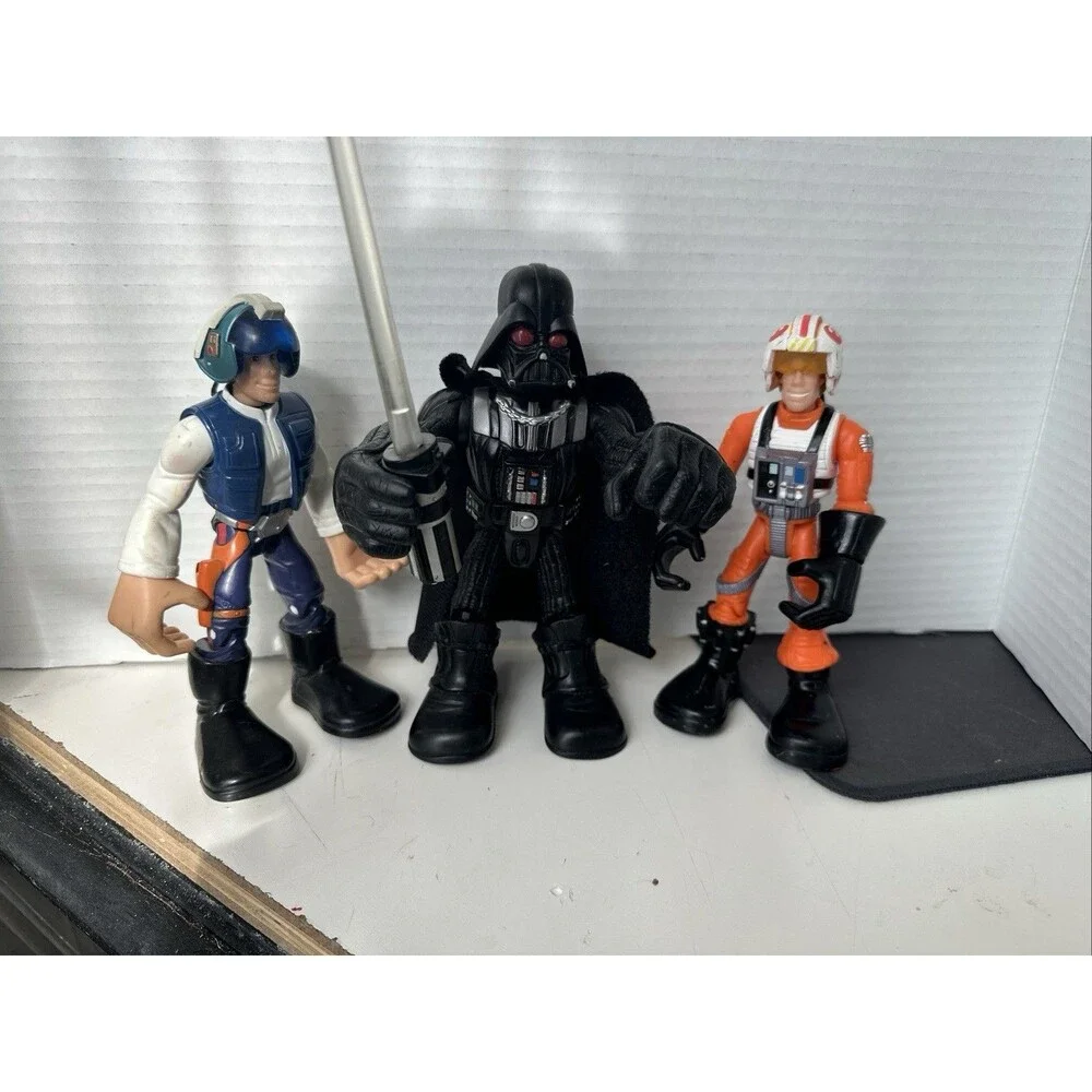 2004 Star Wars 7in Chunky Darth Vader, Han Solo And Luke Skywalker Action  Fig.
